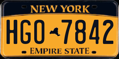 NY license plate HGO7842