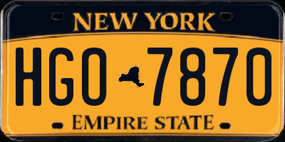 NY license plate HGO7870