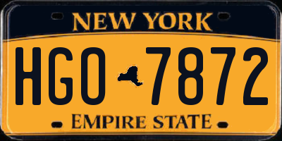 NY license plate HGO7872