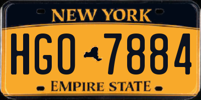 NY license plate HGO7884