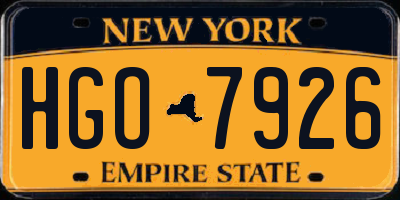 NY license plate HGO7926