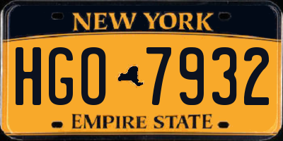 NY license plate HGO7932