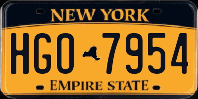 NY license plate HGO7954