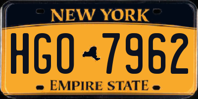 NY license plate HGO7962