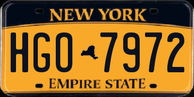 NY license plate HGO7972