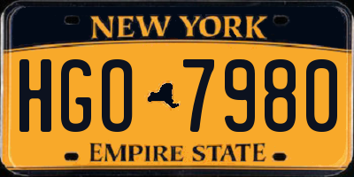 NY license plate HGO7980