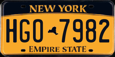 NY license plate HGO7982