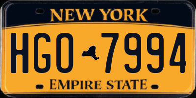 NY license plate HGO7994