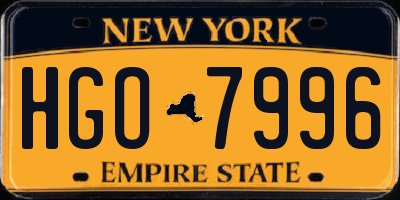 NY license plate HGO7996