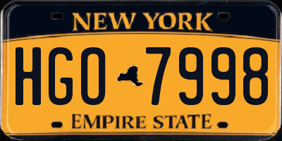 NY license plate HGO7998