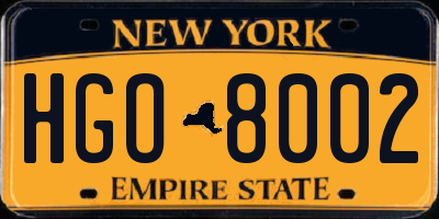 NY license plate HGO8002