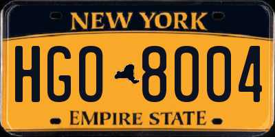 NY license plate HGO8004