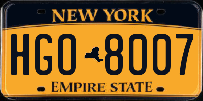 NY license plate HGO8007