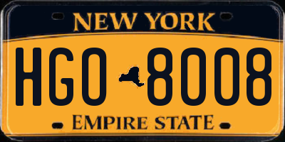 NY license plate HGO8008