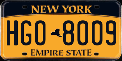 NY license plate HGO8009