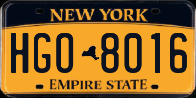 NY license plate HGO8016