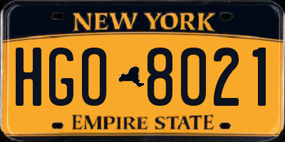 NY license plate HGO8021