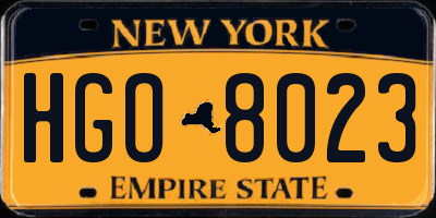 NY license plate HGO8023