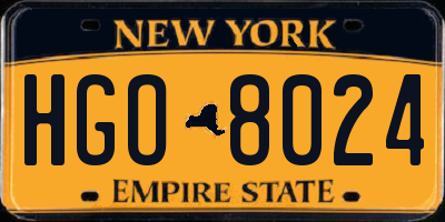 NY license plate HGO8024