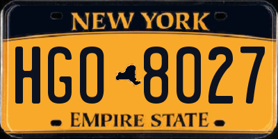 NY license plate HGO8027