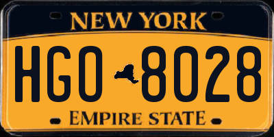 NY license plate HGO8028