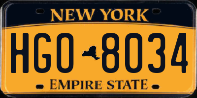 NY license plate HGO8034