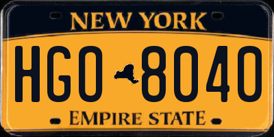 NY license plate HGO8040