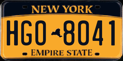 NY license plate HGO8041