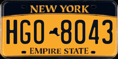 NY license plate HGO8043