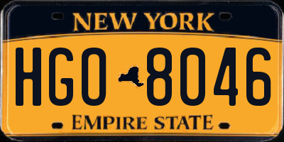 NY license plate HGO8046