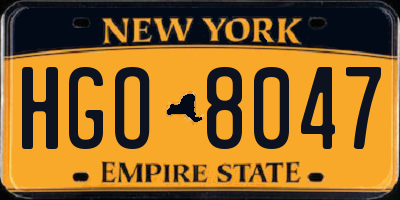 NY license plate HGO8047