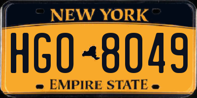 NY license plate HGO8049