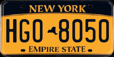 NY license plate HGO8050