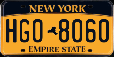 NY license plate HGO8060