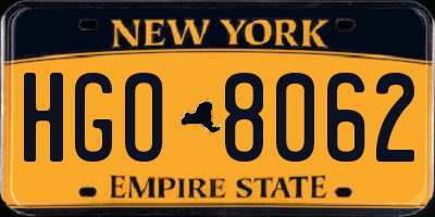 NY license plate HGO8062