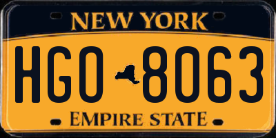 NY license plate HGO8063