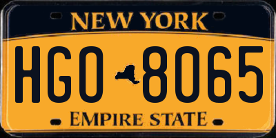 NY license plate HGO8065