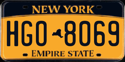 NY license plate HGO8069