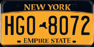 NY license plate HGO8072