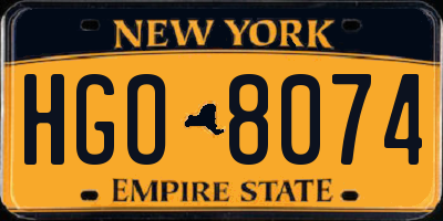 NY license plate HGO8074