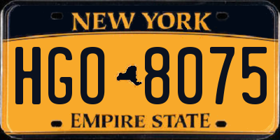 NY license plate HGO8075