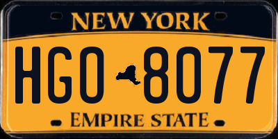 NY license plate HGO8077