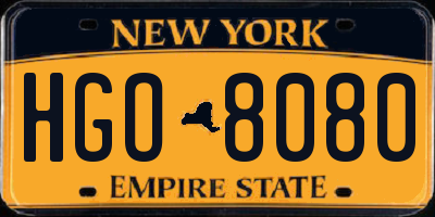 NY license plate HGO8080