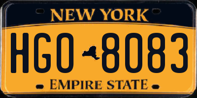 NY license plate HGO8083