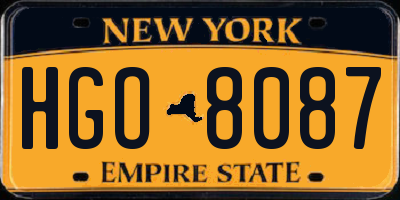 NY license plate HGO8087