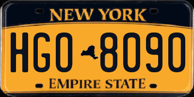 NY license plate HGO8090