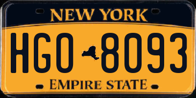 NY license plate HGO8093