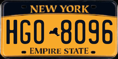 NY license plate HGO8096