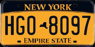 NY license plate HGO8097