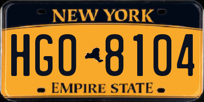 NY license plate HGO8104